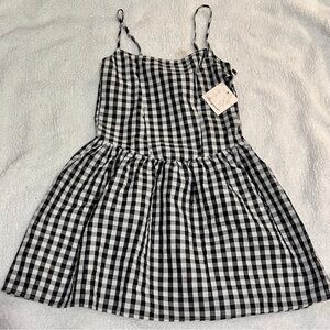 Stylish Black and White Checkered Kids Dress